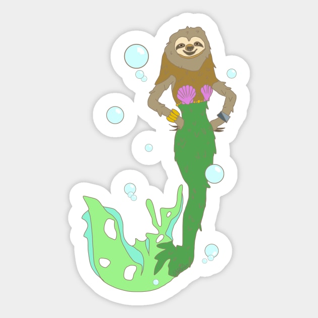 Sloth Mermaid Sticker by notsniwart